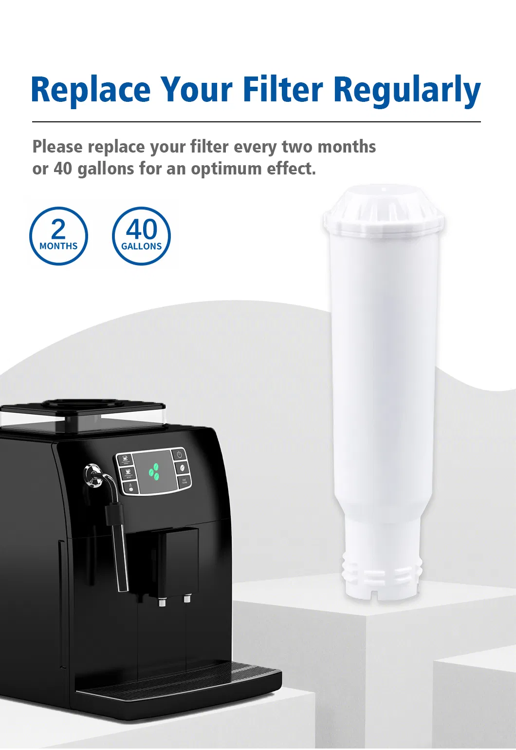 China Factory Direct Supplying Natural Coconut Shell Clarisf088 Melitta Nivon Auto Coffee Machine Activated Carbon Filtration 