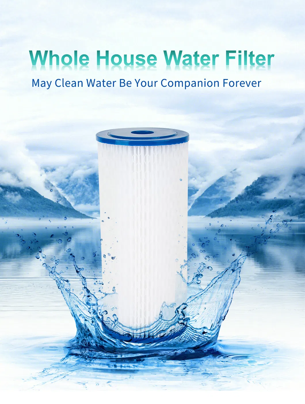 Casa entera universal 5 micras 10 x 4.5 bb con cartucho de filtro de agua plisado de carteras de neta Cartucho de filtro de agua entero compatible con R50-BB ECP5-BB 